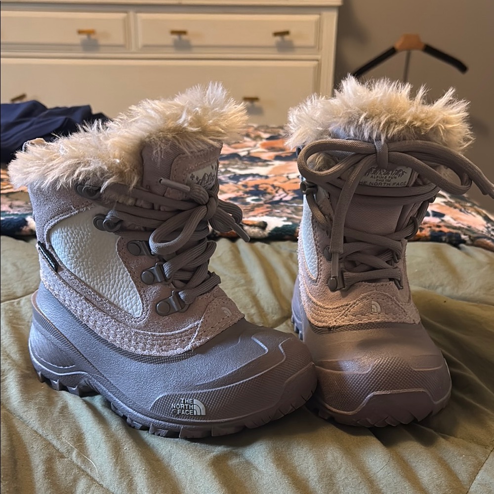 The North Face Gray Winter Boots with Faux Fur